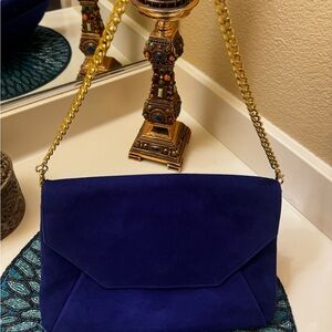 Royal Blue genuine suede Ann Taylor clutch purse